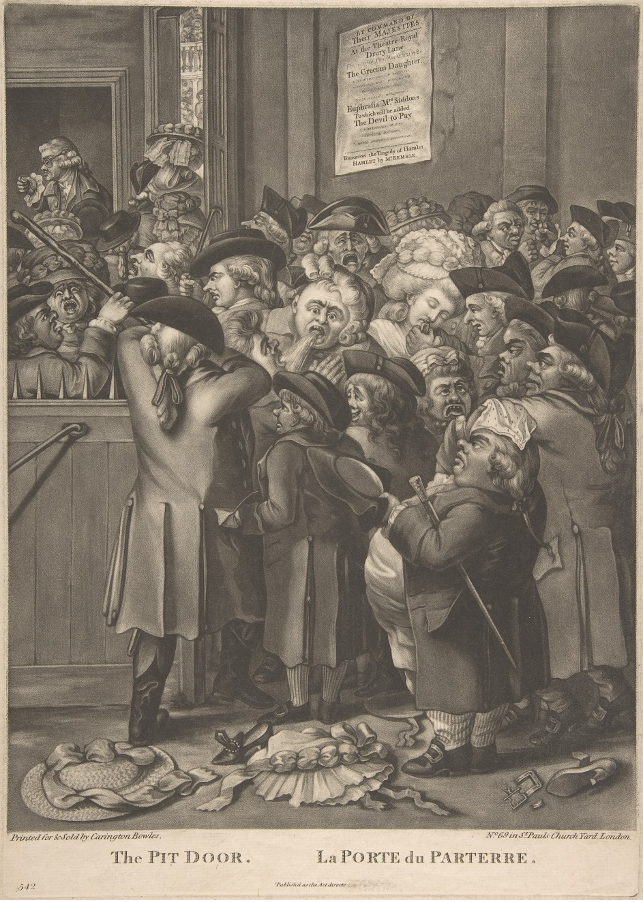 Carington Bowles after Robert Dighton the Elder, ‘The Pit Door/ La Porte du Parterre’, Met Museum, 69.584.10, 1784