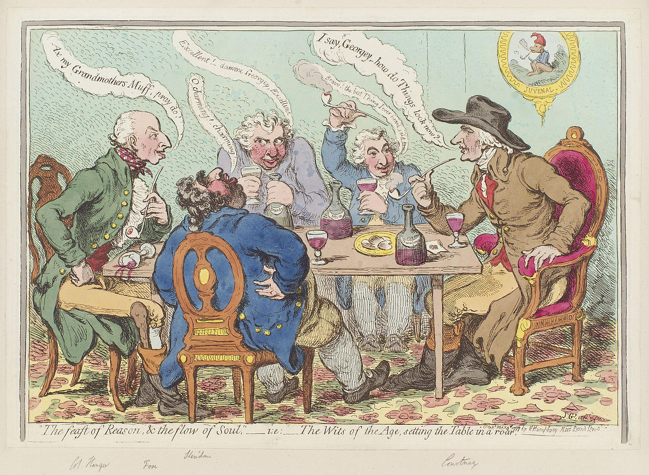 'The feast of reason, and the flow of soul,' - i.e. - the wits of the age, setting the table in a roar, by James Gillray (1797)