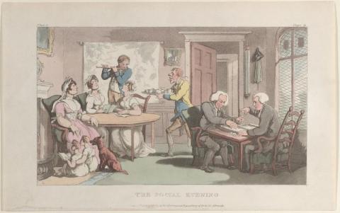 Thomas Rowlandson, ‘The Social Evening’, Met Museum, 59.533.1640(3), 1817. 