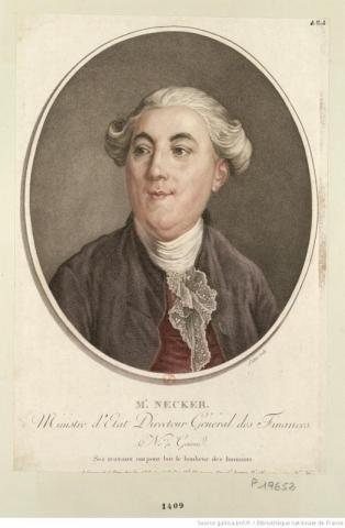 Boillet J.N., 'Mr Necker : ministre d'Etat directeur général des finances, né à Geneve. Ses travaux ont pour but le bonheur des humains', Gallica BnF, 1789. 