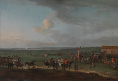 Peter Tillemans, 'The Round Course at Newmarket, Cambridgeshire, Preparing for the King's Plate', Yale Center for British Art, Paul Mellon Collection, B1981.25.629, c. 1722. 