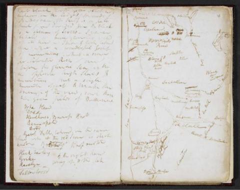 S.T. Coleridge, ‘Sketch map & notes of the Lake District from Notebook (Vol II)’, British Library, Add MS 47497, August 1802.