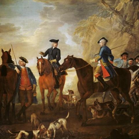 John Wootton, Viscount Weymouth's Hunt - Mr Jackson, the Hon. Henry Villiers and the Hon. Thomas Villiers (England 1733-36).