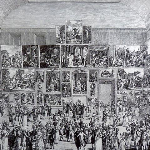 Le Salon de 1787 au Louvre, gravure de Pietro Antonio Martini (1787).