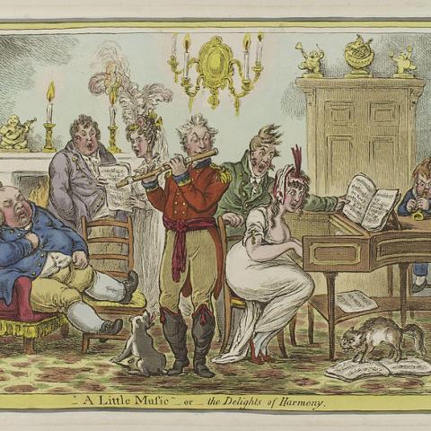 James Gillray  (1756–1815), "A little music - or - the delights of harmony". National portrait Gallery.