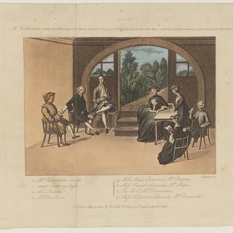Joseph Constantine Stadler, 'Mr Richardson ... reading to his Friends', © National Portrait gallery, NPG D5810, 1804. 