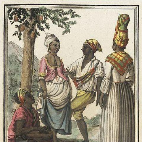 Labrousse, Jacques Grasset de Saint-Sauveur, ‘Costumes de Différents Pays, 'Danse de Negres à St. Domingue’’, Wikimedia Commons, circa 1797.