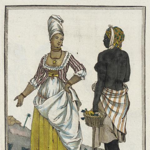Jacques Grasset de Saint-Sauveur, 'Costumes de différents pays. Negresse et Femme Mulatre de St. Domingue', Los Angeles County Museum of Art, M.83.190.357, c.1797.