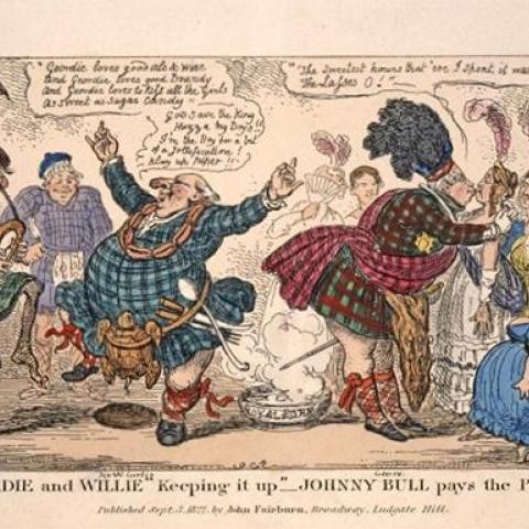 Geordie and Willie ‘keeping it up‘ – Johnny Bull pays the piper!! Courtesy of the British Museum.