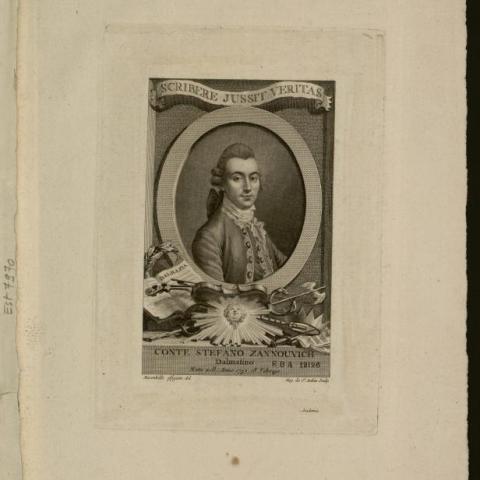 Augustin de [Marenkelle] Saint-Aubin, ‘Conte Stefano Zannouvich’, Collections numerisées de la bibliothèque de l’INHA, NUM EST 7970, s.d..