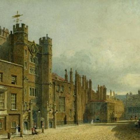 Charles Wild, ‘St James's Palace: The north front‘, Royal Collection, RCIN 922161, 1819.