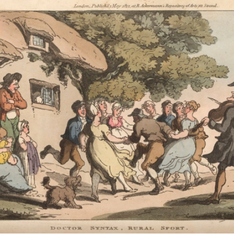 Doctor Syntax, Rural sport (1 May 1812) by Thomas Rowlandson (1757 - 1827) taken from [W. Combe], The Tour of Doctor Syntax in Search of the Picturesque, London 1812, pl.20.