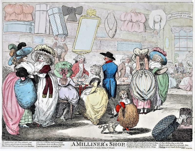 A Milliner’s Shop, 1787. Published March 24th, 1787 by S.W. Fores, No. 3 Piccadilly [1787]