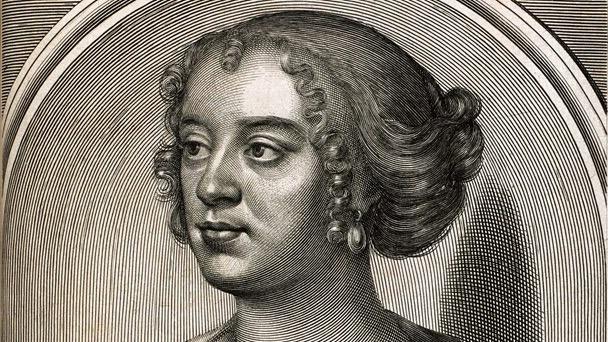 Katherine Philips by Faithorne. Frontispiece from Poems by Mrs Katherine Philips, The matchless Orinda (1667), British Library 83.l.3.