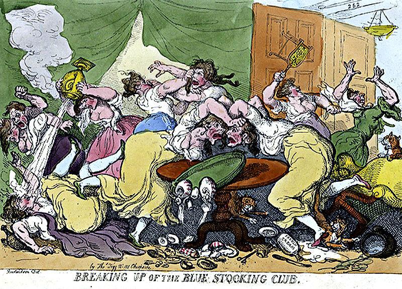 Thomas Rowlandson (1756–1827), Breaking Up of the Blue Stocking Club (London: Thomas Tegg, 1815. NYPL, The Carl H. Pforzheimer Collection of Shelley and His Circle)