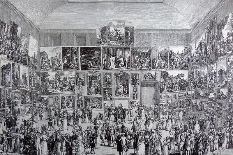 Le Salon de 1787 au Louvre, gravure de Pietro Antonio Martini (1787).