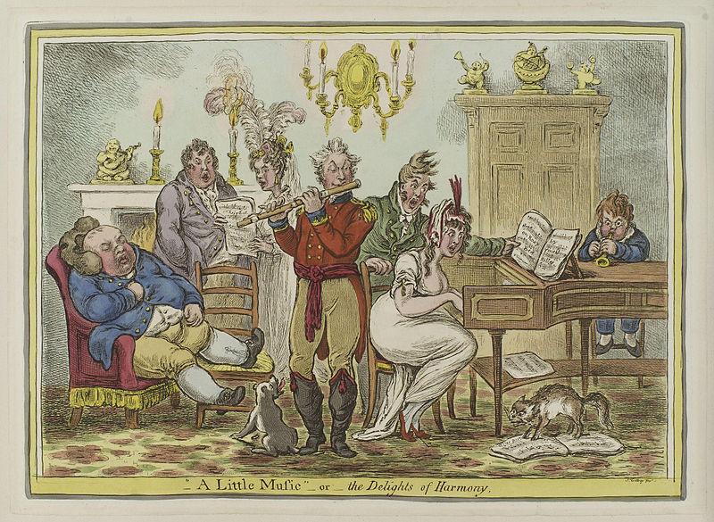 James Gillray  (1756–1815), "A little music - or - the delights of harmony". National portrait Gallery.