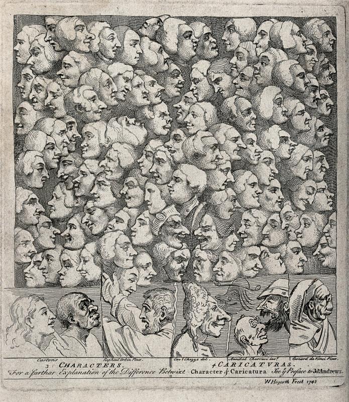 Characters and Caricaturas, by William Hogarth (1743). National Portrait Gallery.