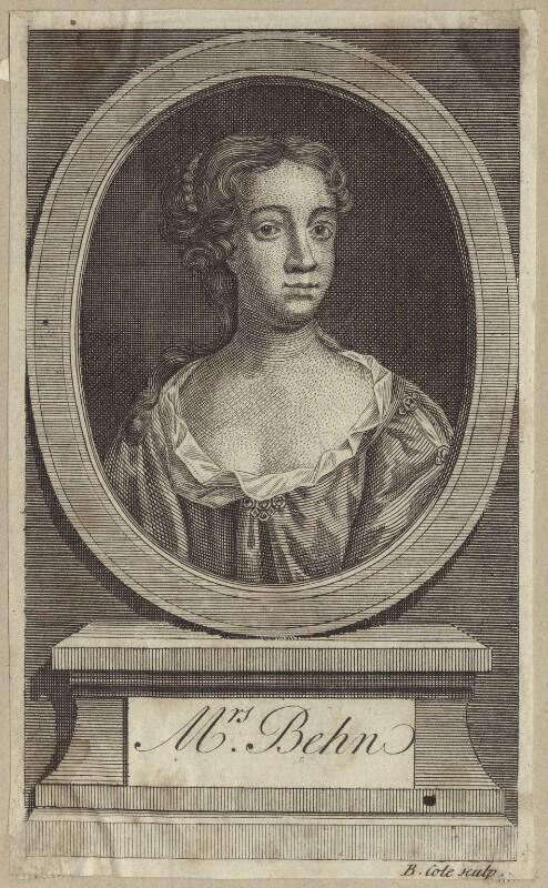 B. Cole, ‘Portrait of Aphra Behn, after John Riley’, National Portrait Gallery, D30188, mid-18th century