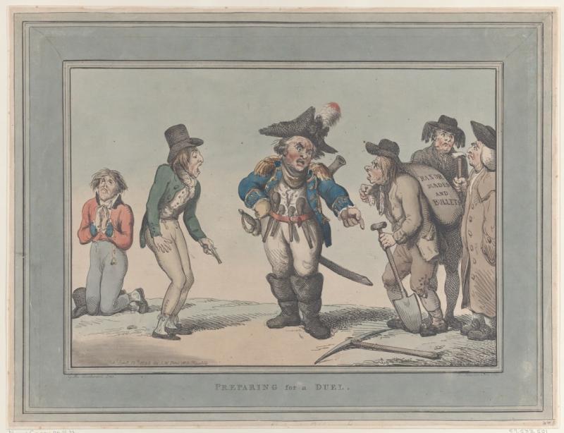 Rowlandson, Thomas, ‘Preparing for a Duel’, The Met, 59.5333.501, 1795.