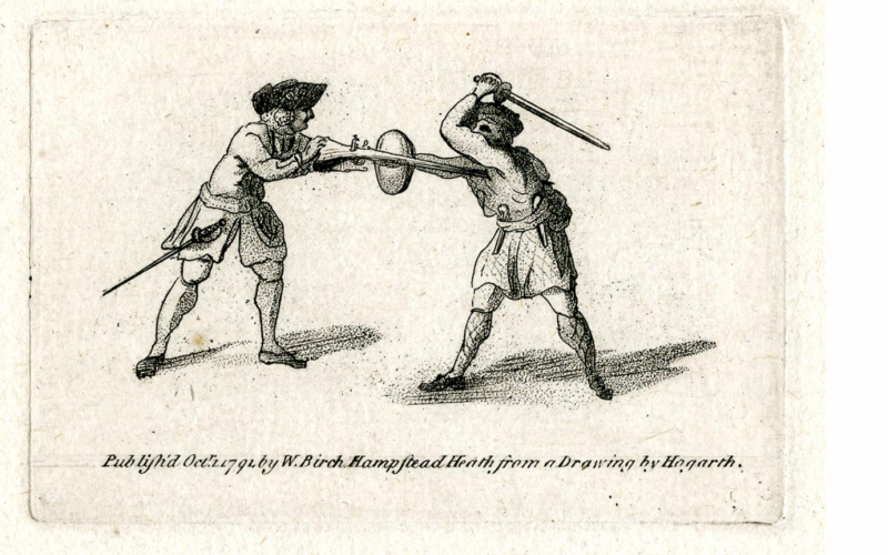 Attributed to Hogarth, William, ‘Copy of two soldiers fighting, one is Englishman and the other Scotchman’, British Museum, Cc,3.64, 1791.