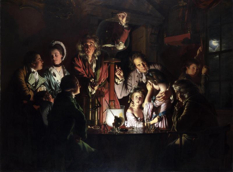 Joseph Wright of Derby, ‘An Experiment on a Bird in an Air Pump by Joseph Wright of Derby’, Wikimedia Commons, NG 725, 1768.