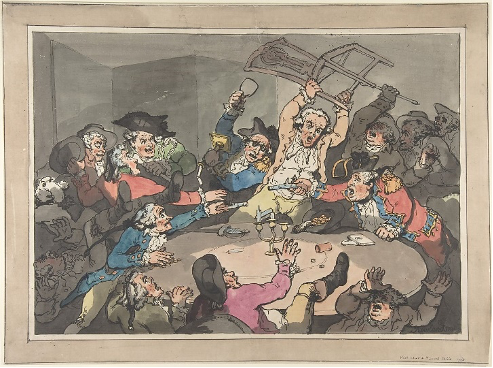 Thomas Rowlandson, ‘Kick Up at a Hazard Table’, 1787, Met Museum, 59.533.348