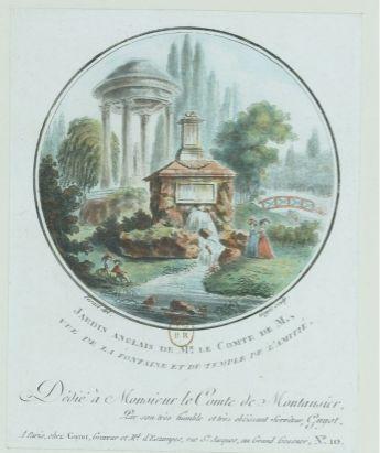 Laurent Guyot, ‘Jardin anglais de Mr le Comte de M., vue de la Fontaine et du Temple de l'Amitié’, Bibliothèque Nationale de France, Gallica. 
