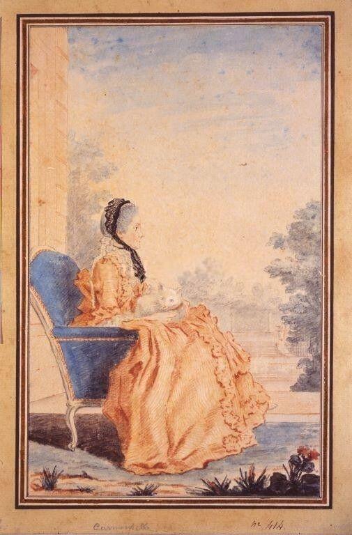 Louis Carrogis Carmontelle, ‘Marie de Vichy-Chamrond, marquise du Deffand’, Wikimedia Commons, M0536_D.1920.13, 1760. 