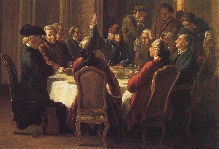Jean Huber, 'Un dîner de philosophes', Voltaire Fondation, 1772.