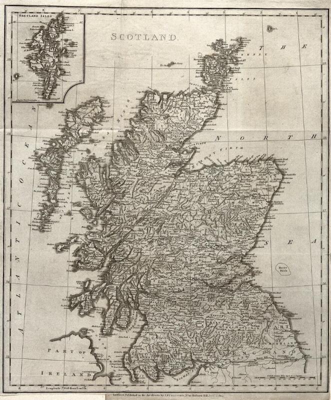 J. Russell, ‘Map of Scotland’, Wellcome Library, 576763i, 1804. 