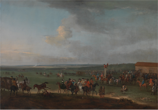 Peter Tillemans, 'The Round Course at Newmarket, Cambridgeshire, Preparing for the King's Plate', Yale Center for British Art, Paul Mellon Collection, B1981.25.629, c. 1722. 