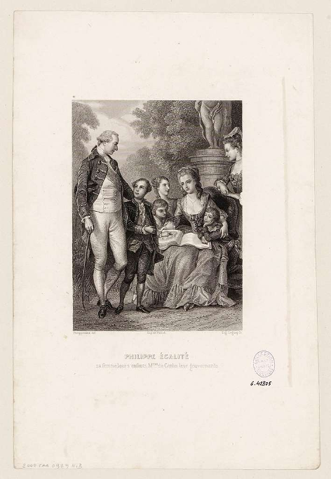 Henri-Félix Philippoteaux, ‘Philipe Egalité, sa femme et leurs enfants, et leur gouvernante’, Musée Carnavalet, G.42805, 1884.