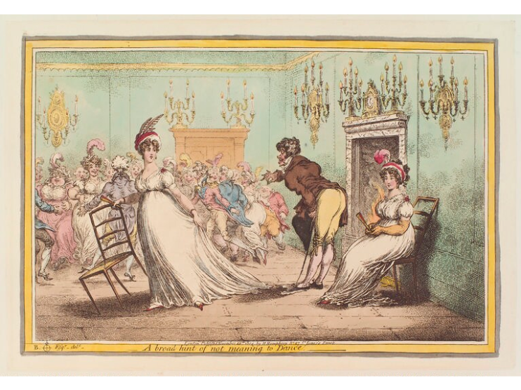 James Gillray, 'A broad hint of not meaning to dance', © National Portrait Gallery, NPG D12835, 1804.