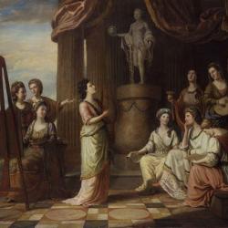 Portraits in the Characters of the Muses in the Temple of Apollo by Richard Samuel, oil on canvas, 1778. © National Portrait Gallery. NPG 4905. Public Domain, via Wikimedia Commons.