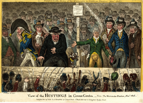 James Gillray, ‘View of the Husting in Covent Garden’, The British Museum, 1851,0901.1222, 1806.