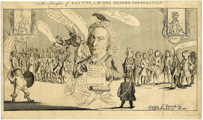 atirical print of the Bath Corporation: Anonymous, ‘The Knights of Baythe or the One-Headed Corporation’, 1763, British Museum, Cc,3.44.